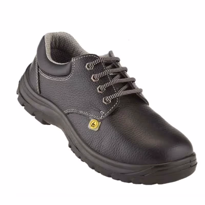Black ESD anti-static lace-up work shoe for controlled work areas